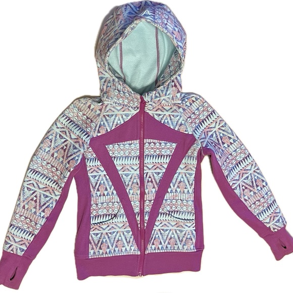 Ivivva by Lululemon Full Zip Hooded Sweatshirt Geometric | Youth Size 12 - Picture 2 of 14